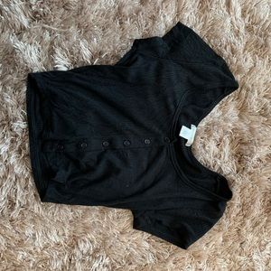 Black button up crop top